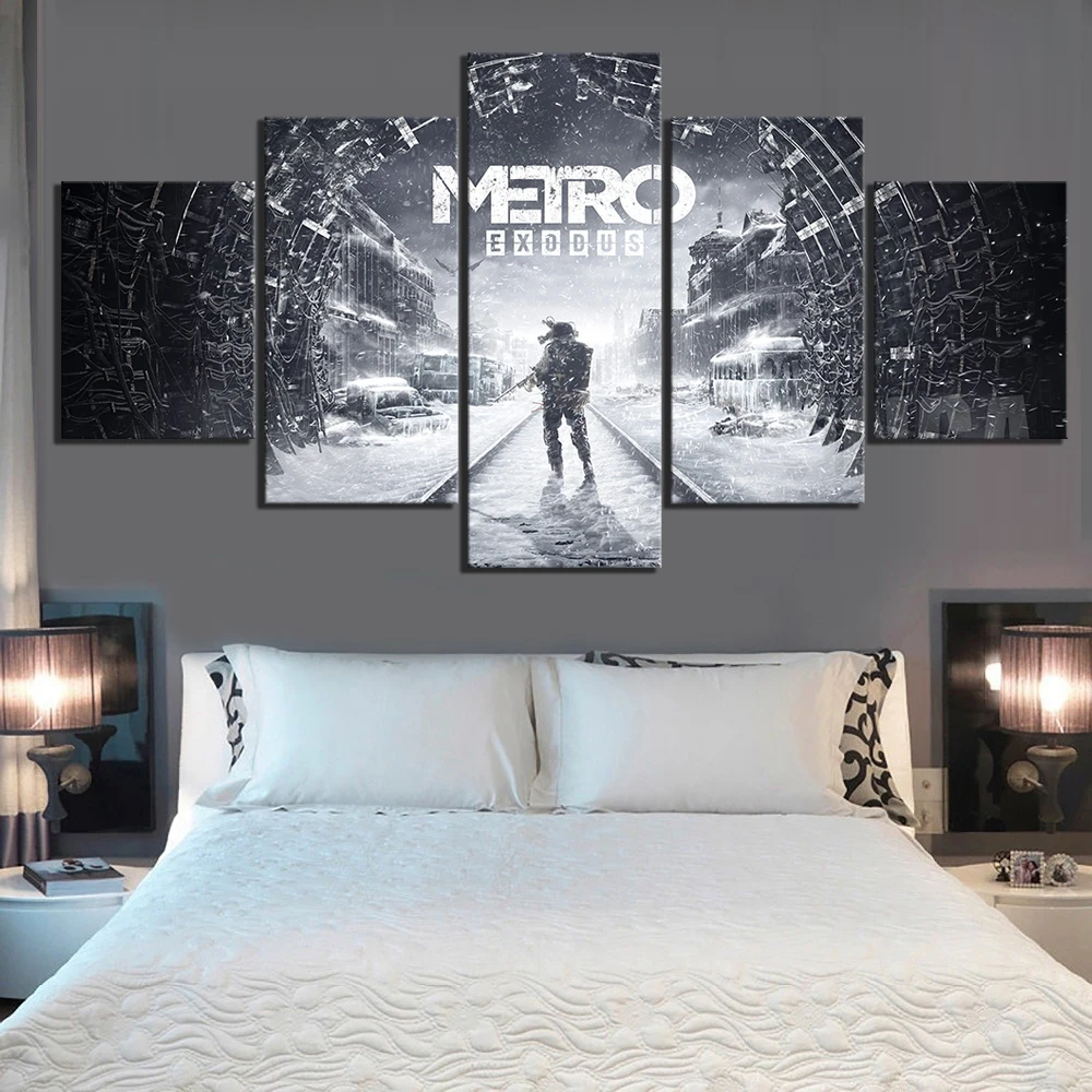 

Prints Poster Wall Artwork Modular Canvas 5 Panel Metro Exodus Video Game Snowscape Pictures Painting Home For Living Room Decor
