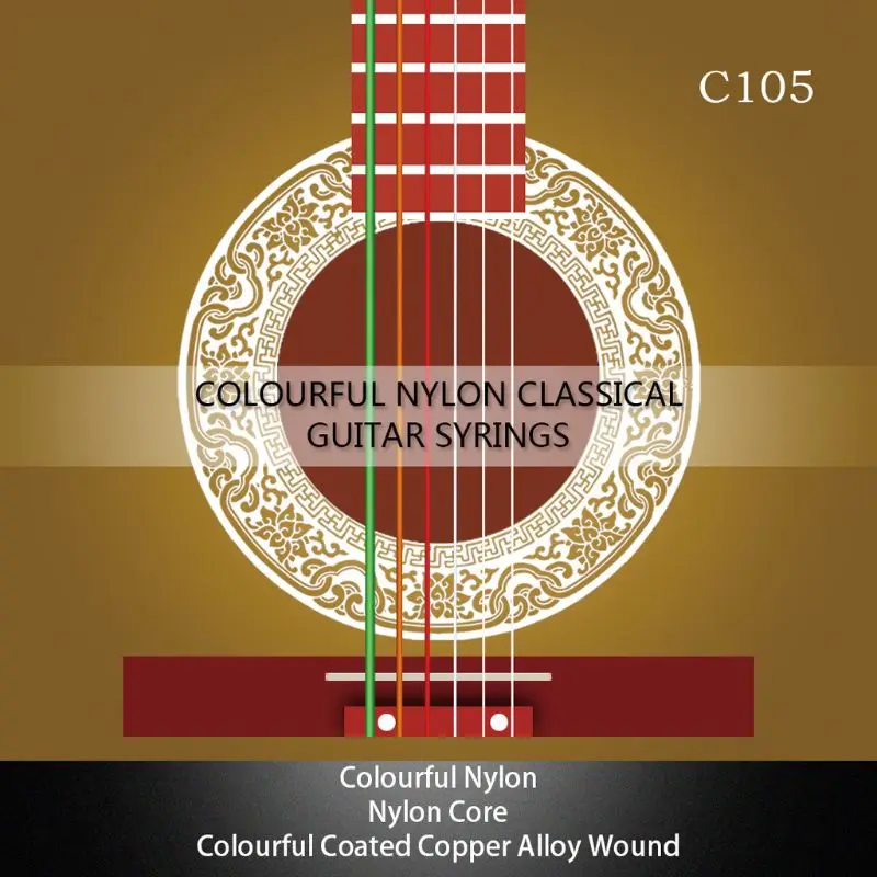 

IRIN C105 Classical Guitar Strings Nylon Core Colorful Coated Copper Alloy Wound 87HF