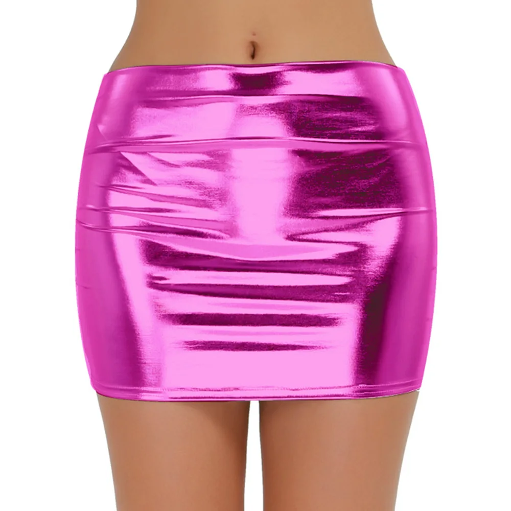 

Sexy Women Femme Evening Clubwear Shiny Patent Leather Wetlook Mini Skirt Cocktail Costumes Skirts