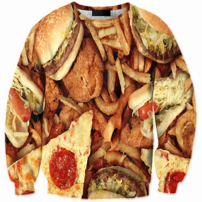 

CNUUIKOOEK Sweatshirts Men's 3D Hamburg French Fries Chicken Printed Hoodie Long Sleeve Pullover Popular Brand Men's Hoodies