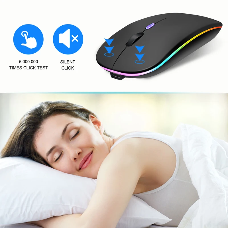 Беспроводная мышь Bluetooth RGB-подсветка бесшумная эргономичная USB компьютерные мыши