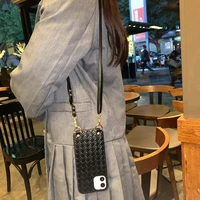 fashion luxury woven plaid phone case for iphone 12 mini 7 8 plus x xr xs 11 pro max crossbody necklace cord lanyards rope cover
