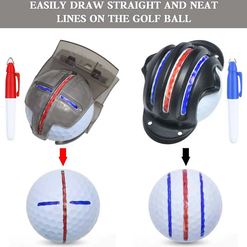 Golf Ball Triple Track 3 Line Marker Chrome Stencil +4Pcs Pen Liner Drawing Tool Marking Kits |