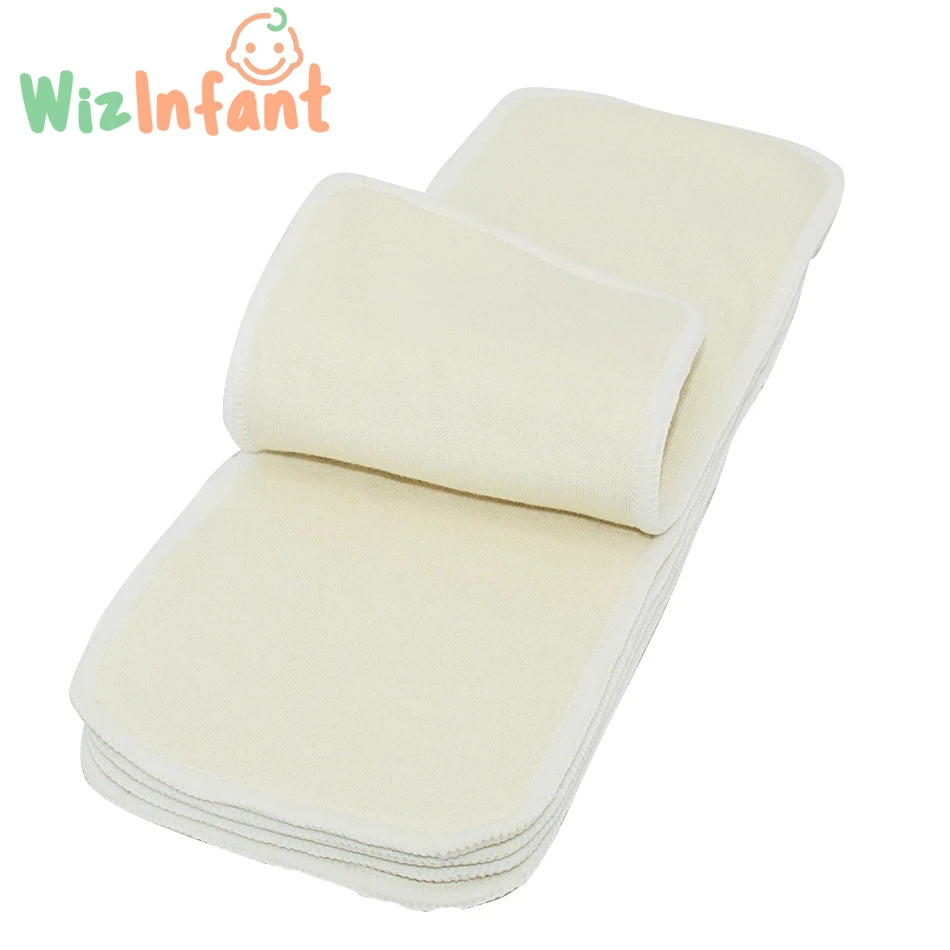 WizInfant 5 /10 Uds 3 capas c&aacute;&ntilde;amo algod&oacute;n inserci&oacute;n de pa&ntilde;al de im&aacute;n pad de refuerzo para Onesize de pa&ntilde;al de tela de bolsillo Diaper35 * 13,5 cm-2