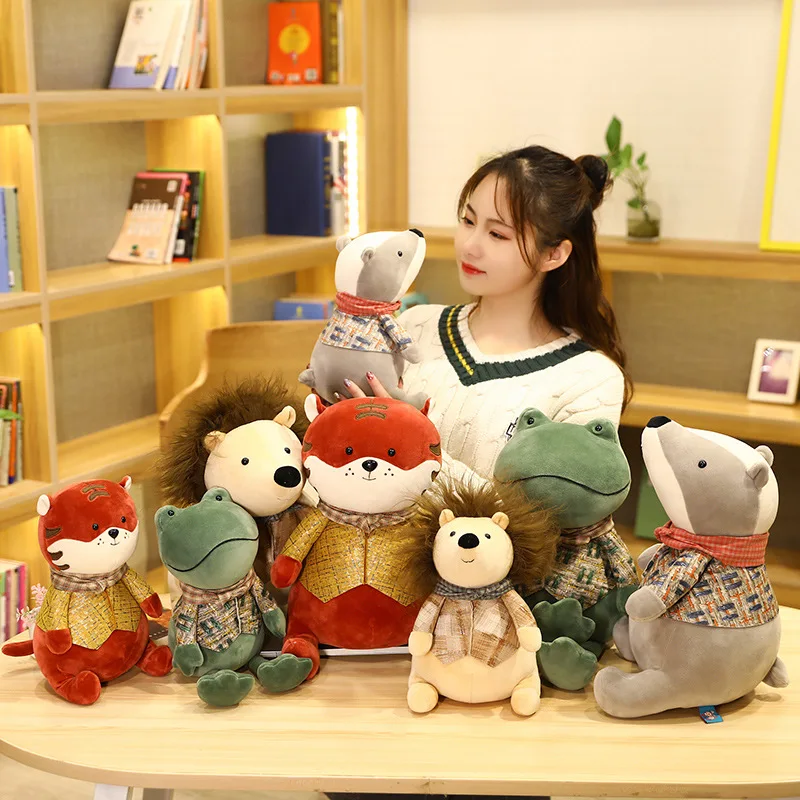 

Cute Dressed Animal Dolls Soft Cotton Stuffed Hedgehog Frog Plush Toys Good Soothing And Sleeping Toys For Children