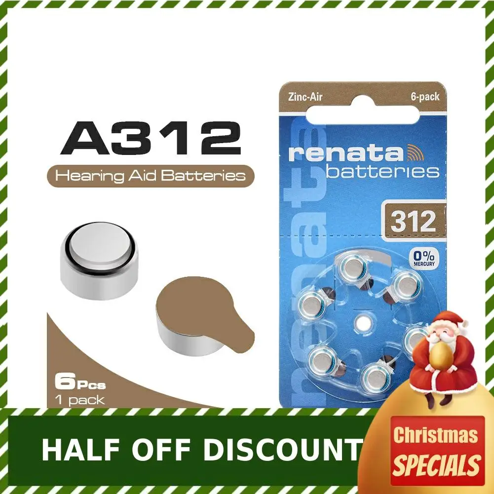 6 шт. A312 высокое качество слуховой аппарат батарея оригинальный цинковый воздух 1