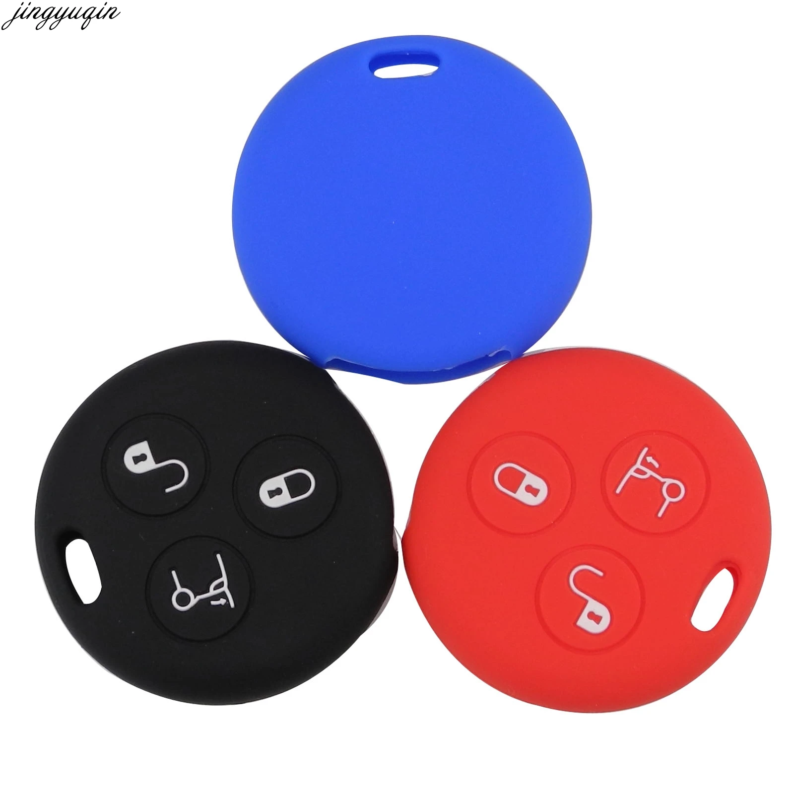 

jingyuqin 3 Buttons Silicone Car Key Cover Fob Case For Mercedes Benz Smart City Roadster Fortwo Key Holder Cover Car Styling