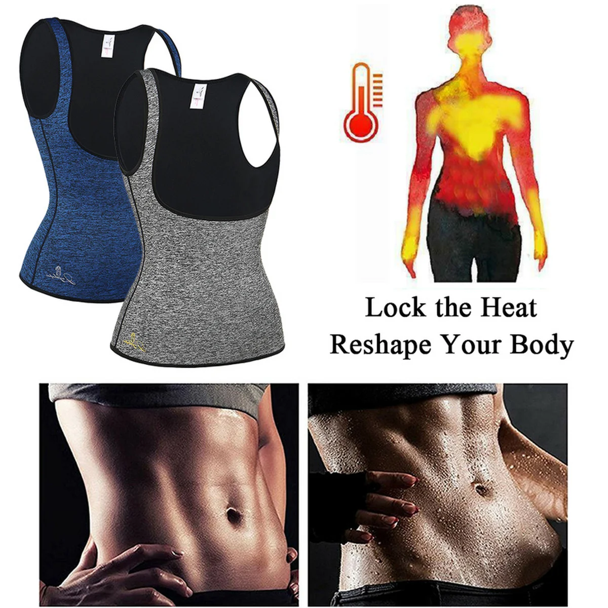 Женский неопреновый тренировочный жилет с эффектом сауны утягивающий