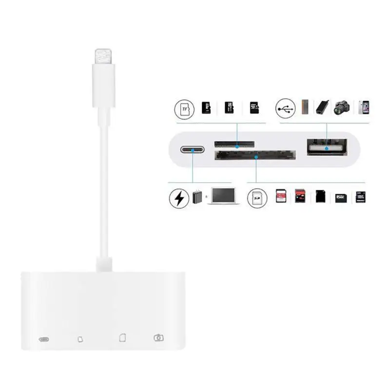 4 в 1 8-контактный кард-ридер для Lightning/TF/USB/Lightning Кабельный адаптер для iPhone Xr Xs X 8 7 6 Plus iPad