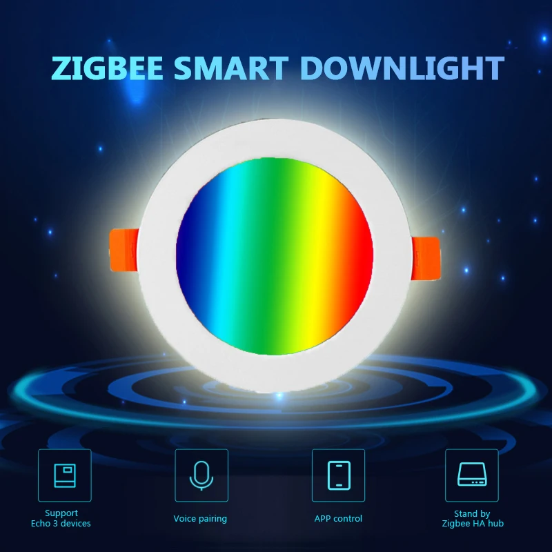 

Светодиодный потолочный светильник Tuya, 3,5 дюйма, Wi-Fi, 7 Вт, RGB 2700-6500K, работает с Alexa Google Home SmartThings Zigbee 3,0, необходимо работать с шлюзом