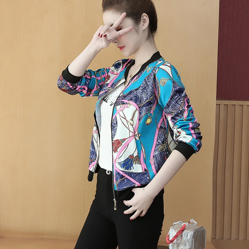 Женская куртка с длинным рукавом тонкая леопардовая куртка-бомбер большого