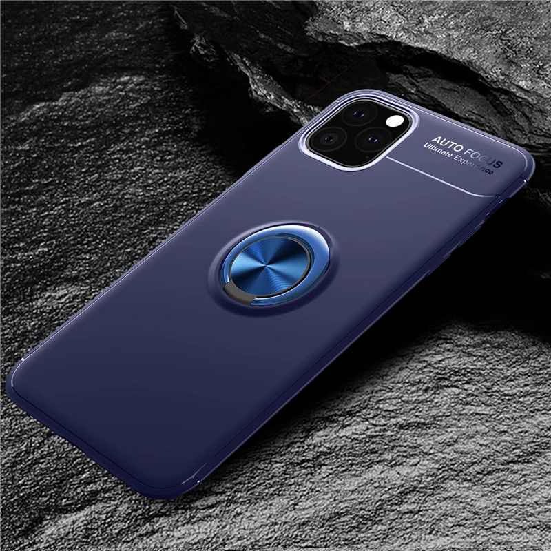 Для iPhone 11 Pro Max чехол для телефона металлический палец кольцо матовый мягкий термополиуретан силиконовый задняя крышка для iPhone 11 противоударный жесткий чехол для телефона