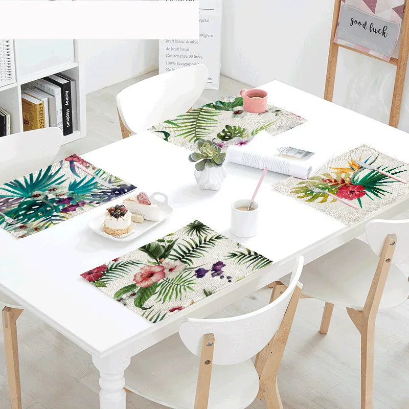 Ретро папа скатерть 42x32 см заводской принт Красный цветок зеленый лист салфетка