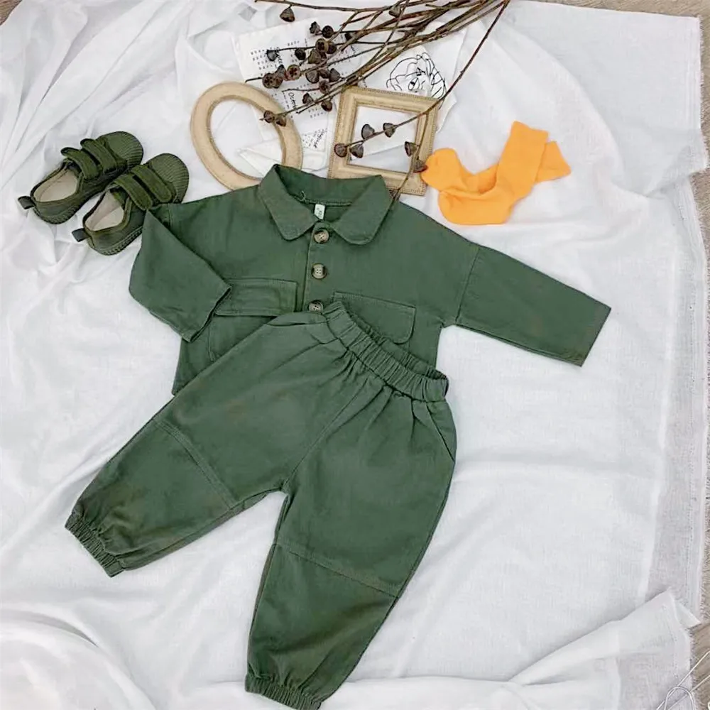 Модные комплекты одежды в Корейском стиле для мальчиков и девочек однотонная