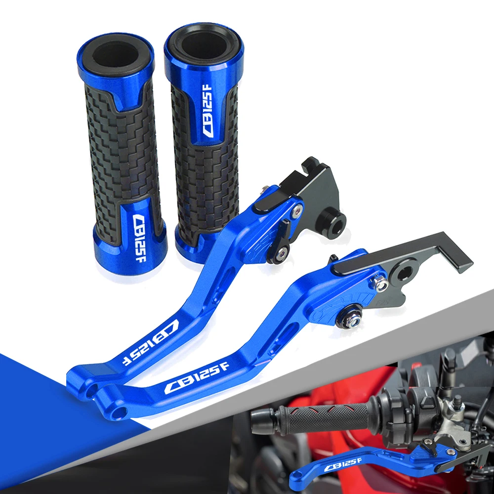 

CNC Adjustable Short Clutch Brake Levers + Grips Bar Hand Handlebar Set For Honda CB125F CB 125F 2016 Motorcycle Accessories