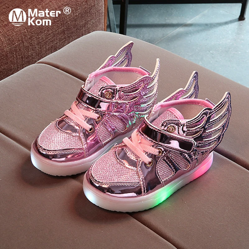 

Size 21-30 Baby LED Shoes With Lights Children Luminous Wings Sneakers Non-Slip Toddler Shoe For Boys Girls Glowing Casual Shoes