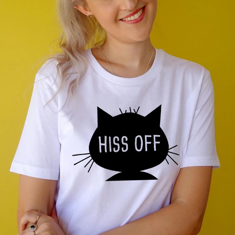 Футболка Hiss с изображением кота Tumblr повседневные топы коротким рукавом для