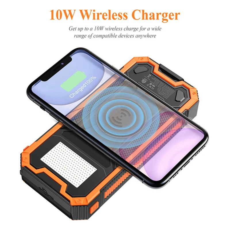 

30000mAh Wireless Solar Power Bank for iPhone 12 Samsung S21 Xiaomi Poverbank External Battery Wireless Fast Charging Powerbank