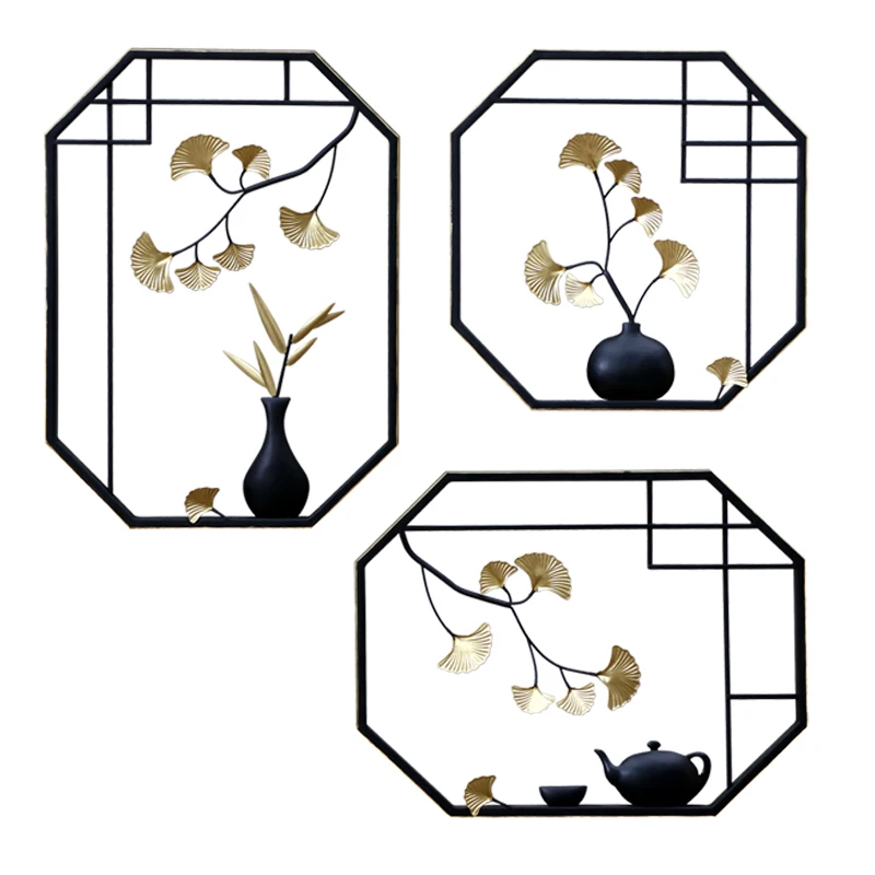 

3D three-dimensional new Chinese wrought iron mural living room wall decoration crafts modern wall decoration pendant