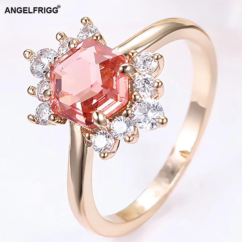 Женские обручальные кольца ANGELFRIGG цвета шампанского с цирконием AAA модные