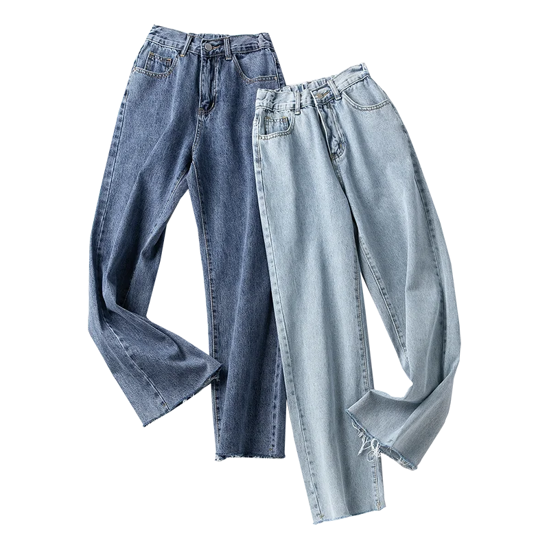 

Summer Hyuna Same Style Trendy Wide-Leg Jeans Women's Straight Loose High Waist Western Style Daddy Slimming Smooth Ankle-Length