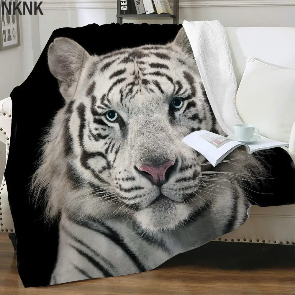 NKNK Brank Animal Blankets White tiger For Beds Creativity Bedding Throw Harajuku Plush Blanket Sherpa | Дом и сад