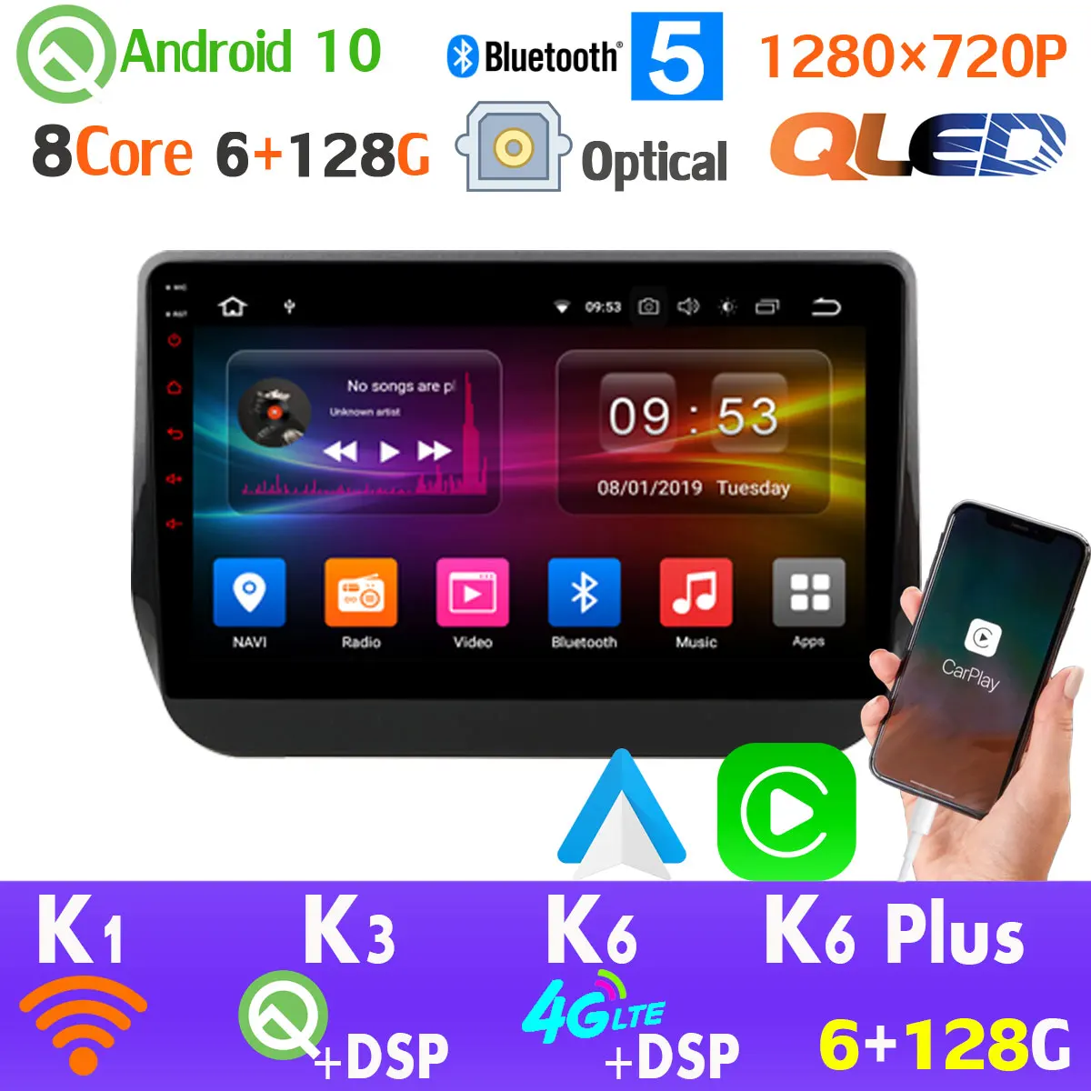 Android 10 QLED 1280*720P Автомобильный мультимедийный плеер для Hyundai H1 Grand Starex 2017 2019 HDMI 4G LTE