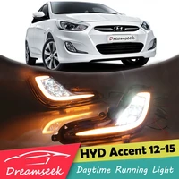 led drl day lights for hyundai solaris verna accent 2012 2013 2014 2015 daytime running light driving fog lamp with turn signal