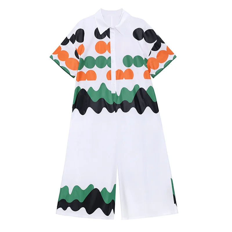 

Street Cropped Jumpsuit Women's Summer 2021 Thin Loose Printed Straight Casual Jumpsuit