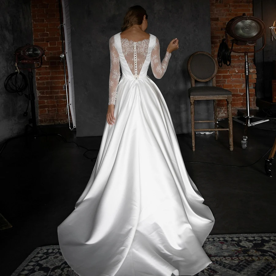 Белые/Свадебные платья цвета слоновой кости 2019 с карманом Vestido Noiva Элегантный