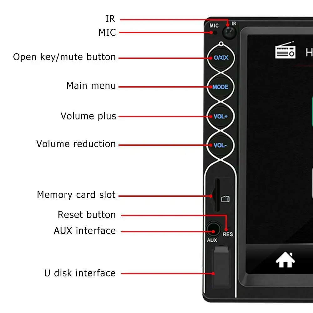 Автомобильный аудио 2DIN стерео MP5 плеер 7in BT USB AUX FM Радио Android IPhone XR Зеркало Ссылка авто сенсорный экран