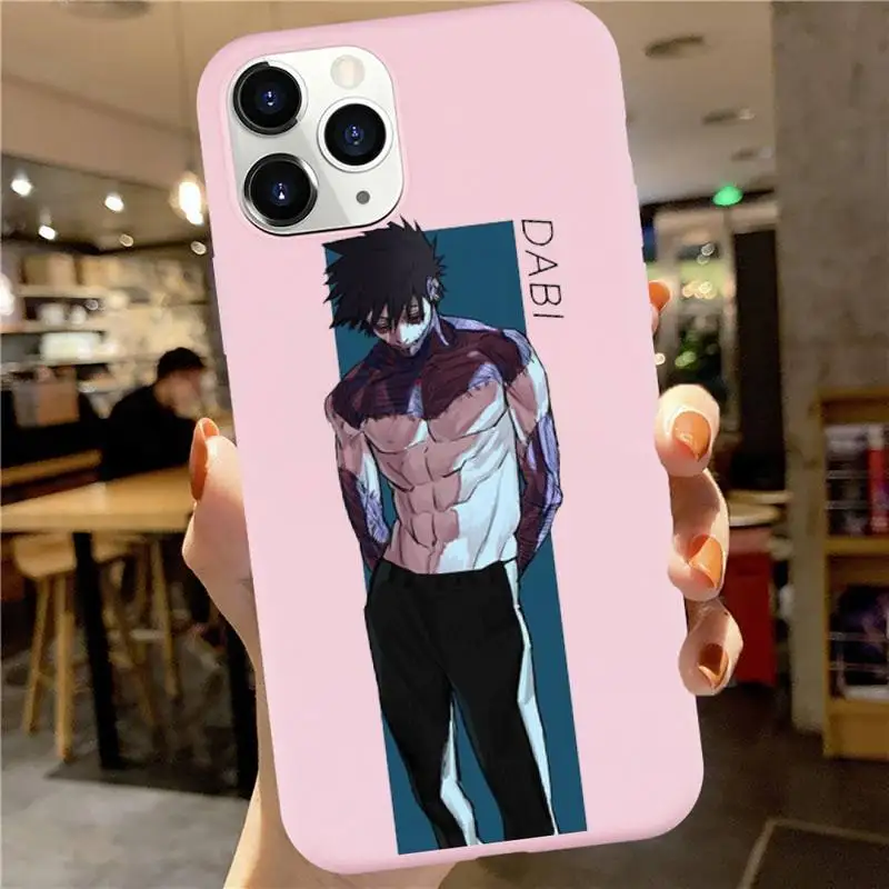 

Dabi boku no hero academia Phone Case Pink Candy Color for iPhone 6 7 8 11 12 s mini pro X XS XR MAX Plus