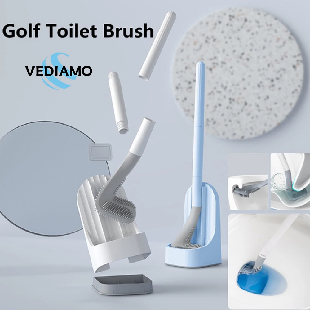 

New 2021 Silicone Brush Head Quick Drying Long-Handled Toilet Corner Cleaning Brushes Wall-Mounted Clean Tools For Bathroom