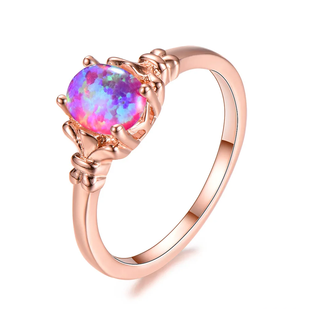 HAIMIS Простой Синий/Белый/Розовый огненный опал посеребренные кольца для