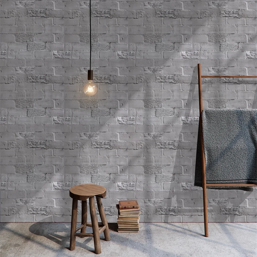 Пилинг и палка искусственный кирпич узор настенная бумага серый винил