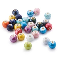100pcslot 8mm 10mm 12mm 14mm round pearlized bead handmade porcelain ceramic shiny beads for diy jewelry making hole 23mm
