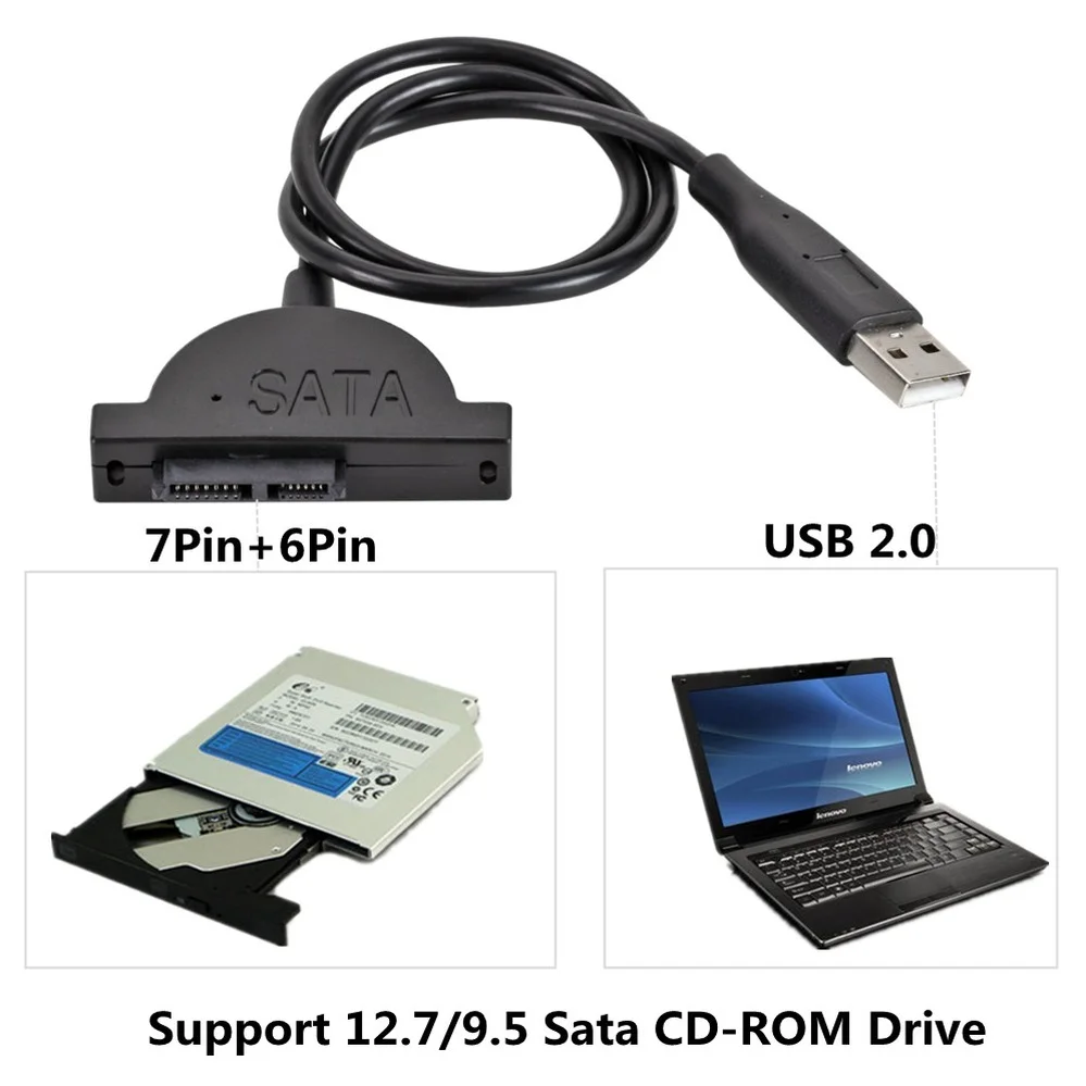 Адаптер PzzPss USB 2 0 для Mini Sata II 7 + 6 13Pin адаптер ноутбука CD/DVD ROM преобразователь Slim Line