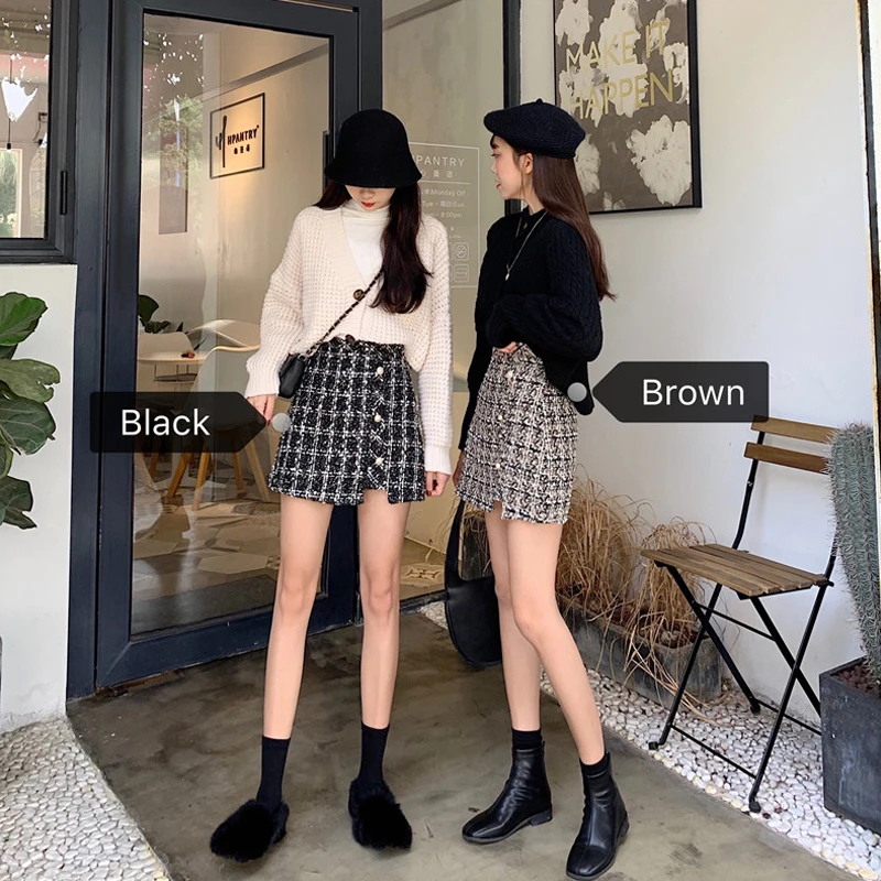 Зимняя шерстяная Женская юбка трапециевидной формы с высокой талией осень 2019