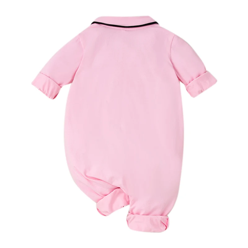 Одежда для маленьких девочек комбинезон с длинным рукавом милый розовый цельный