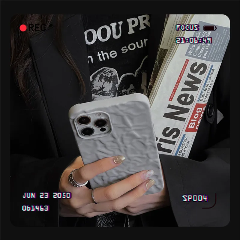 Модный складчатый текстурный чехол для телефона iPhone 13 12 11 Pro Max Mini XS XR 8 7 Plus 3D