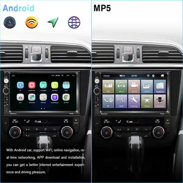 Автомобильный MP5 плеер Android 8 1 7 дюймов 2DIN автомобильный аудио 1024x600 HD DVD с Bluetooth CarPlay