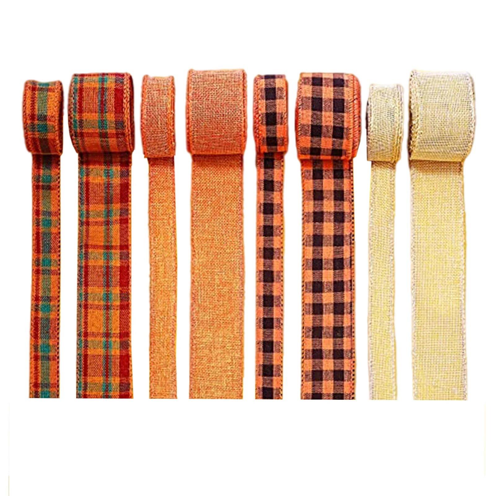 

Thanksgiving Theme Plaid Ribbon Gift Wrapping Wired Edge Ribbon