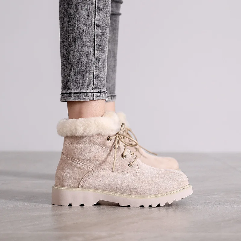 

2021 Spring Women Boots Winter Fashion Snow Boots Cross-tied Lady Shoes Female Plush Warm Shoes Thick Fur Boots Ankle Boots