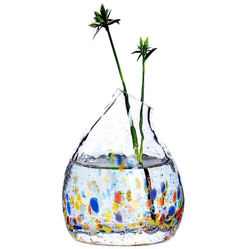 

Modern Creative Glass Vase Mini Colorful Small Flower Bottle Handmade Crafts Household Ornament Wedding Gifts