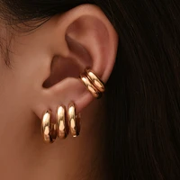new vintage gold multiple small circle hoop earrings for women couple love heart dangle earring steampunk ear clip jewelry gift