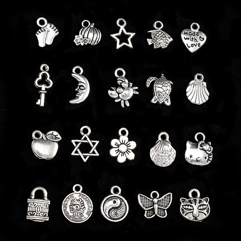 

1Set Antique Silver Color Mixed European Bracelet Pendant Fashion Jewelry Charms For Making Finding DIY Charms Handmade
