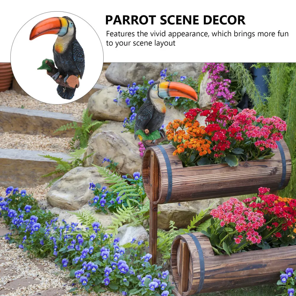 

1pc Big Mouth Parrot Adornment Bird Scene Layout Ornament Resin Adornment