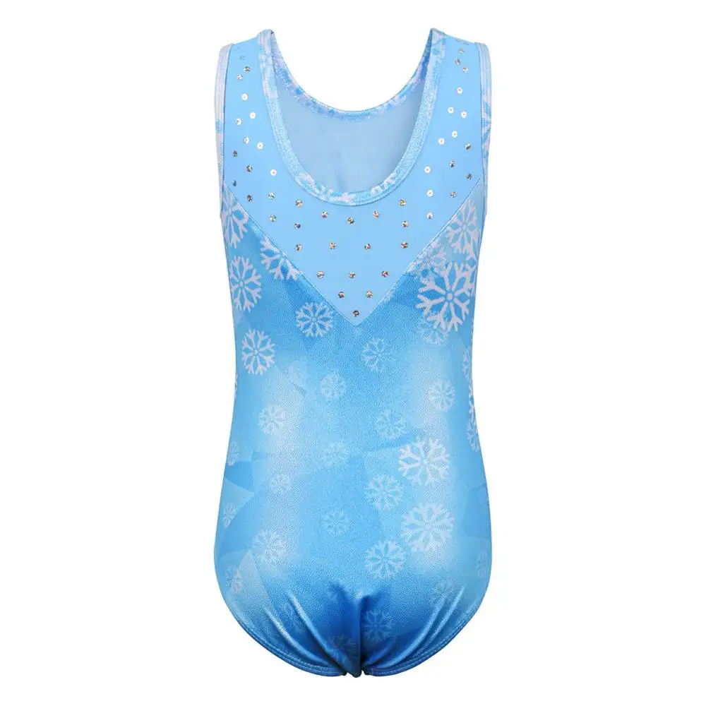 BAOHULU Sleeveless Ballet Leotards for Girls Blue Color Snowflake Print Gymnastics Clothe Kids Practice Dance-Costume | Тематическая