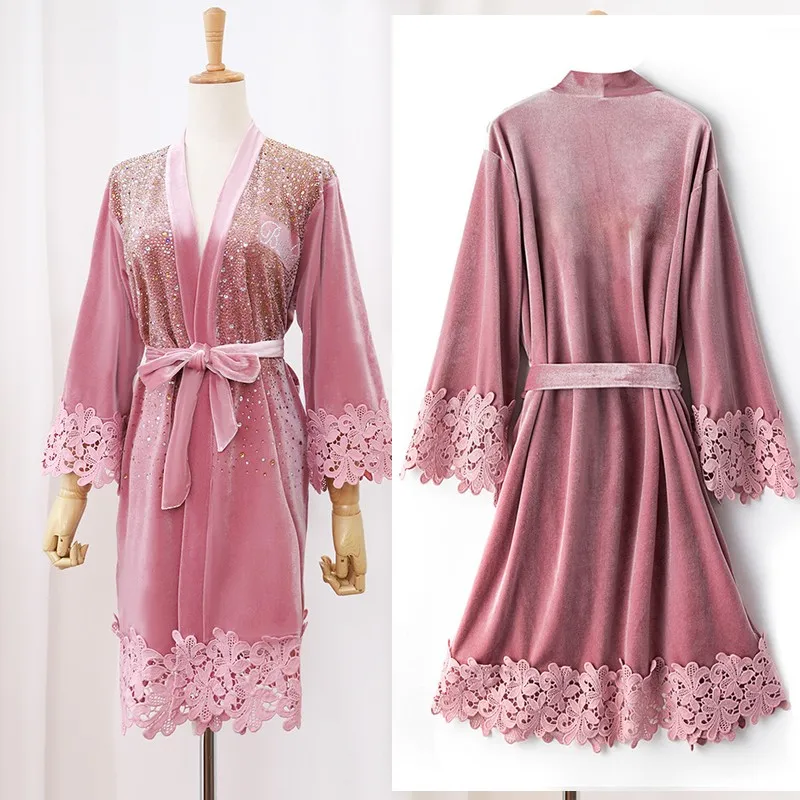 

Novelty Home Clothing Velour Kimono Robe Women Casual Nightwear Bathrobe Gown Intimate Lingerie Velvet Novelty Homewear