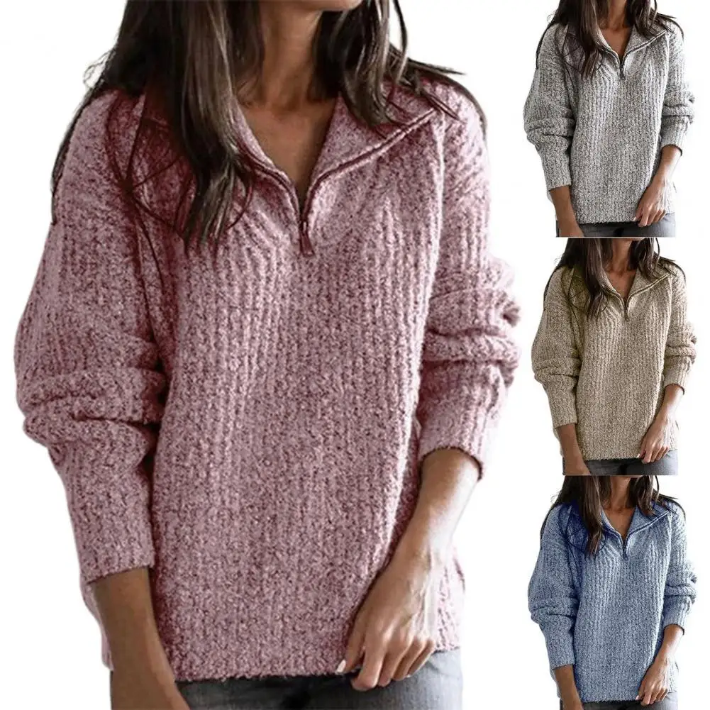

Turn-down Collar Knitted Turn-down Collar Female Sweater for Winter